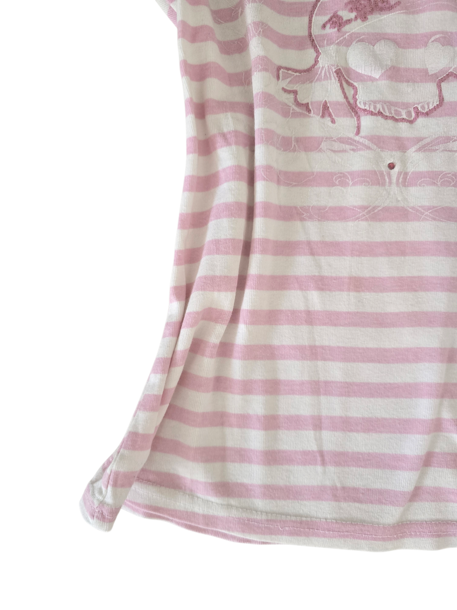 00s vintage emo pink striped skull top - zimfriperie