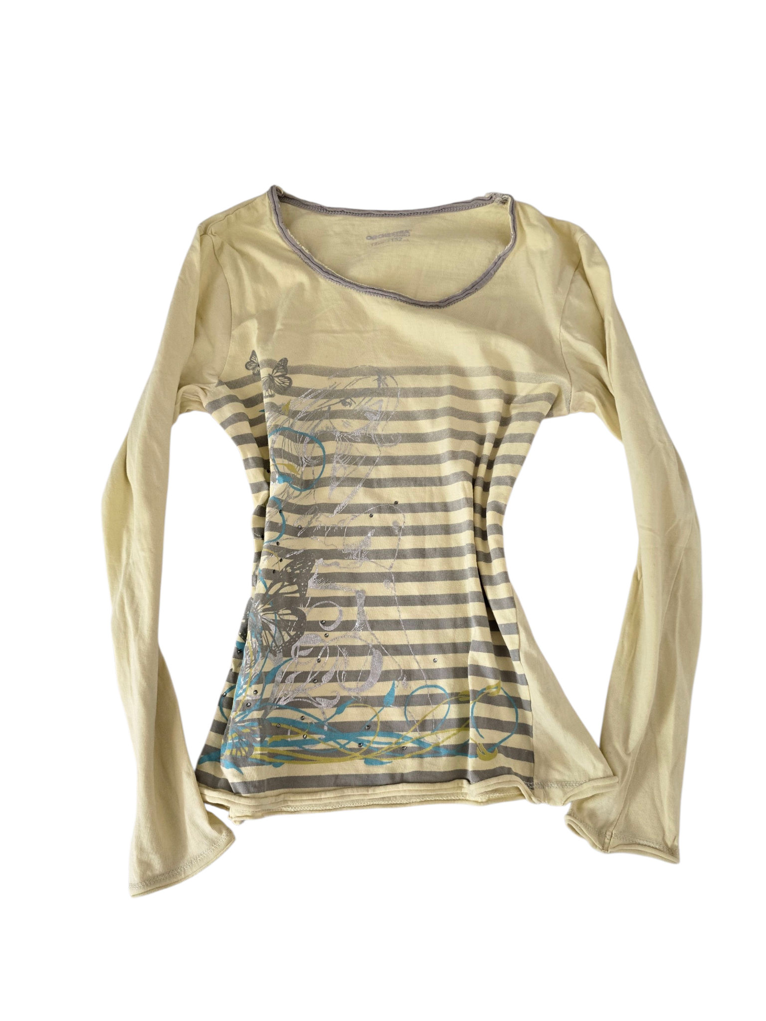 2000s vintage striped indie sleaze yellow top - zimfriperie