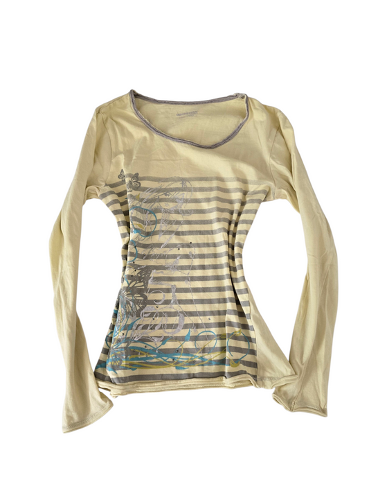 2000s vintage striped indie sleaze yellow top - zimfriperie