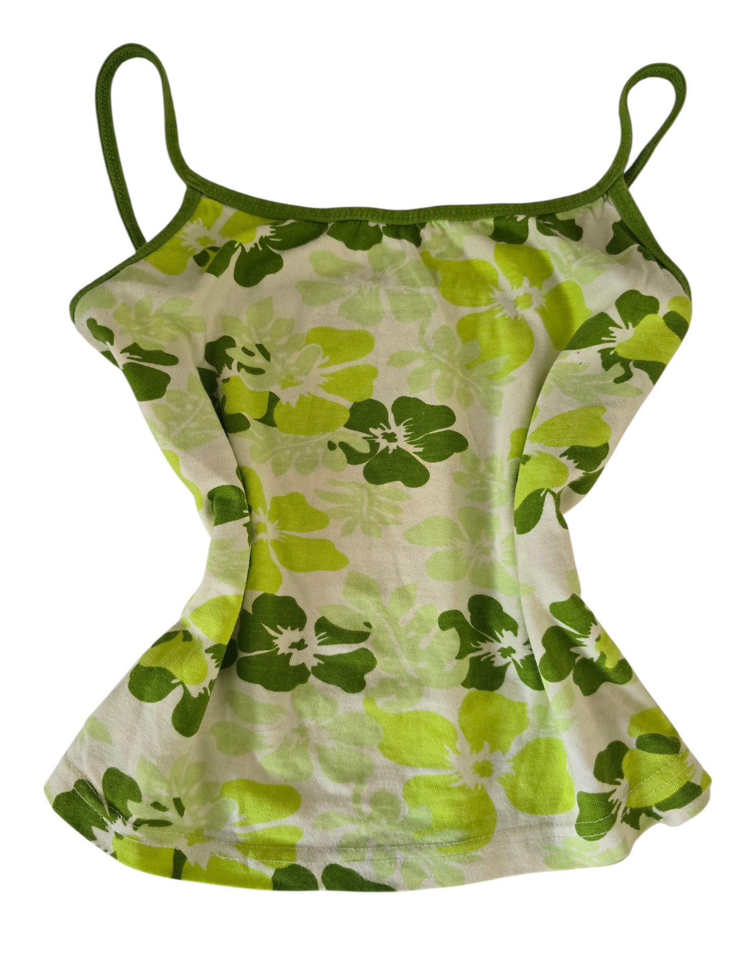 2000s vintage hibiscus tropical green cami top - zimfriperie