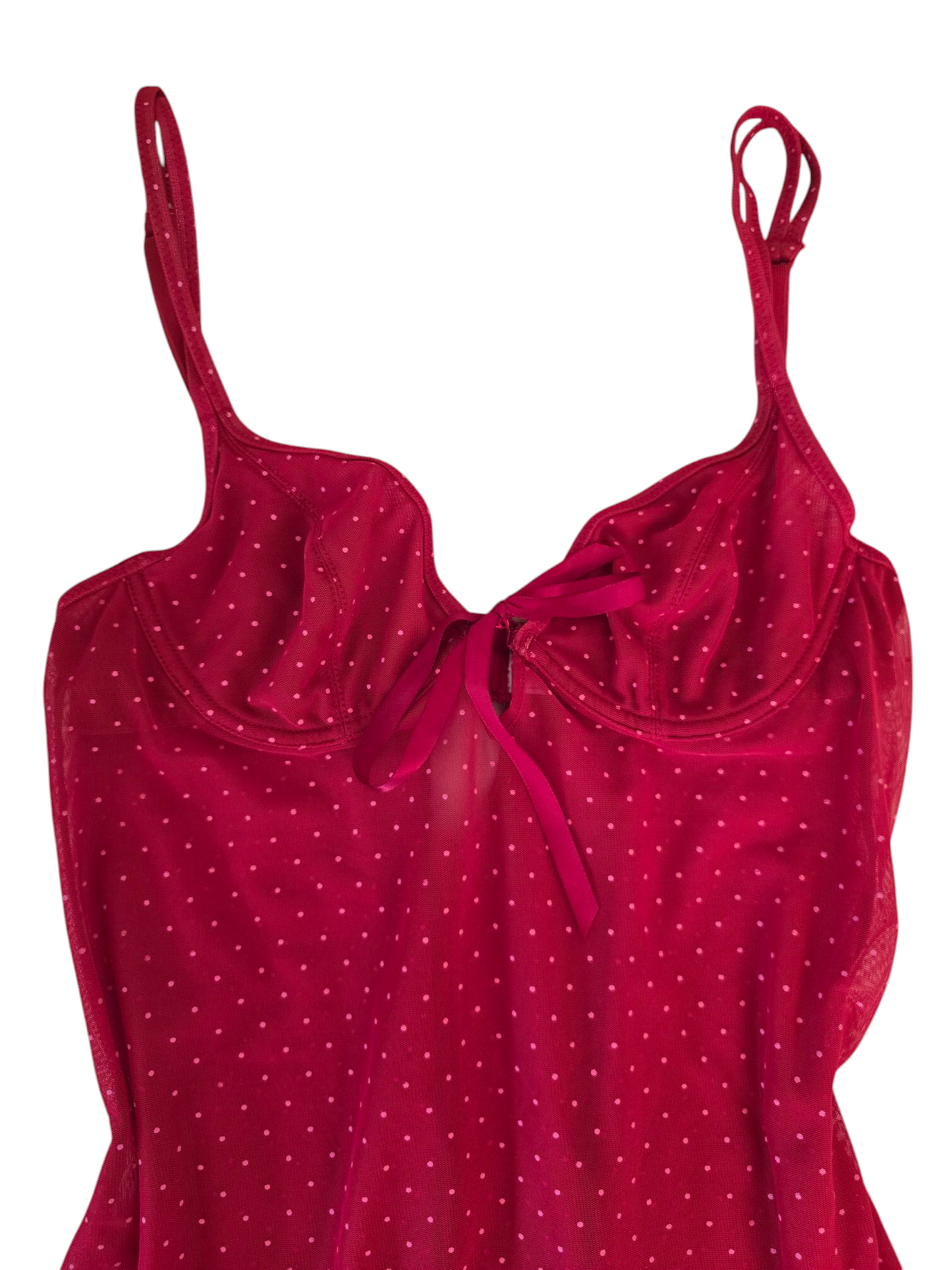 00s vintage flirty polka dots transparent top