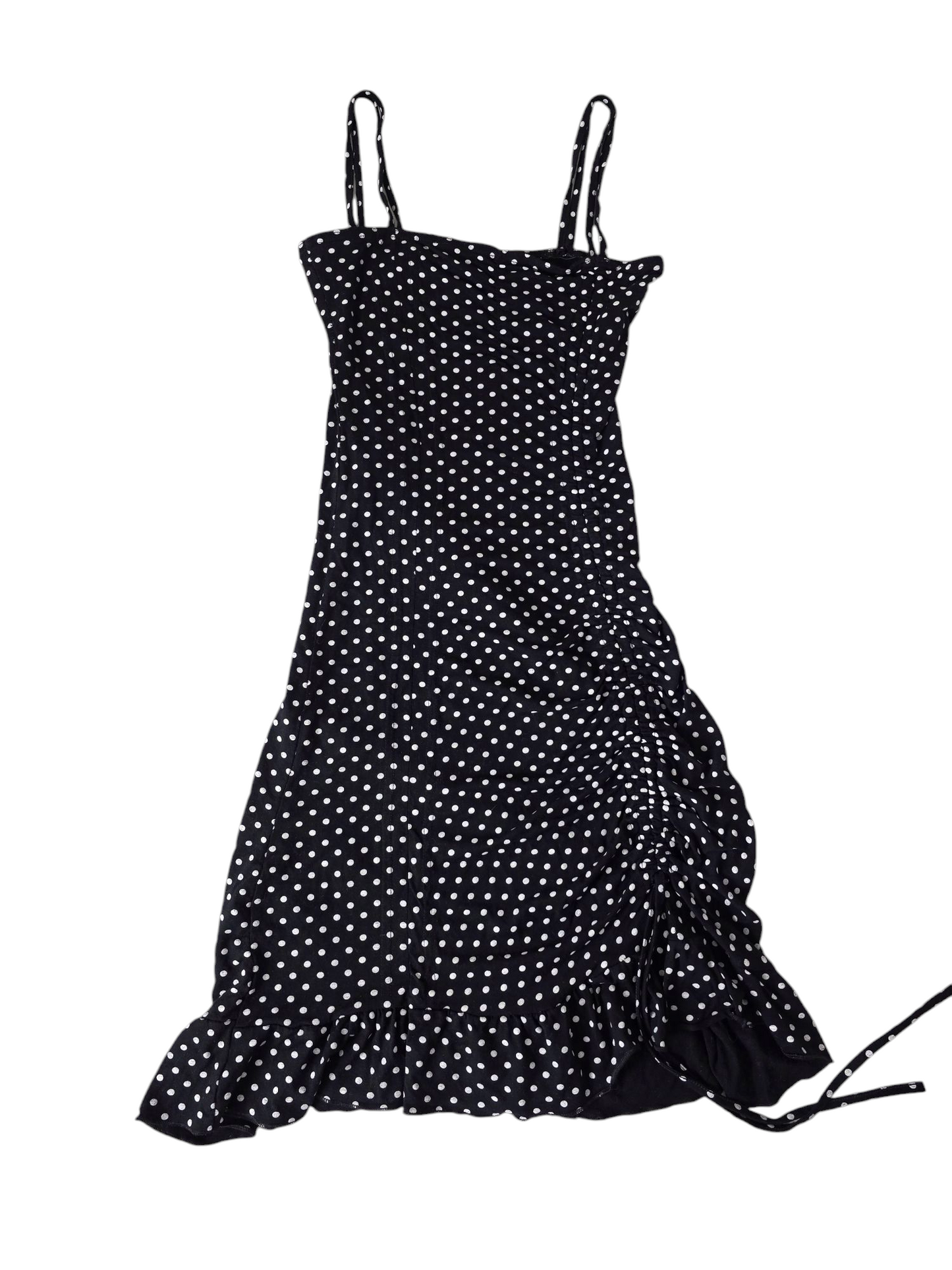 00s vintage flirty polka dots ruffled dress