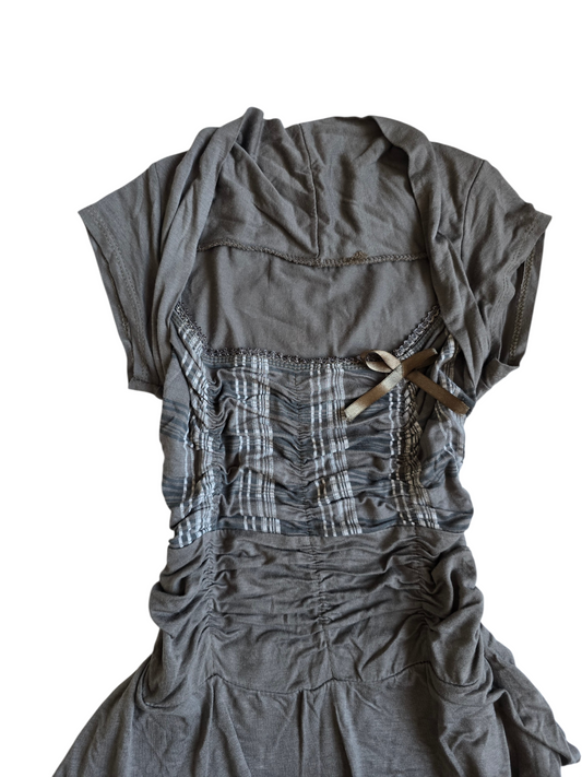 2000s vintage coquette plaid milkmaid dress