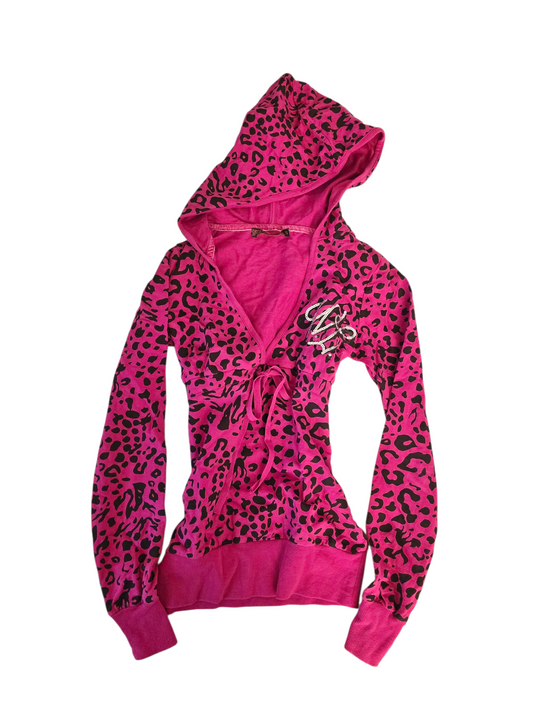 2000s vintage mcbling pink leopard sweater - zimfriperie