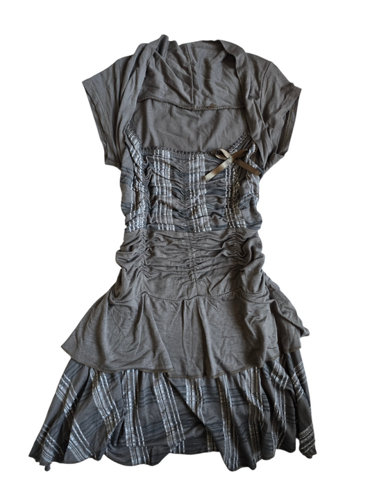 2000s vintage coquette plaid milkmaid dress