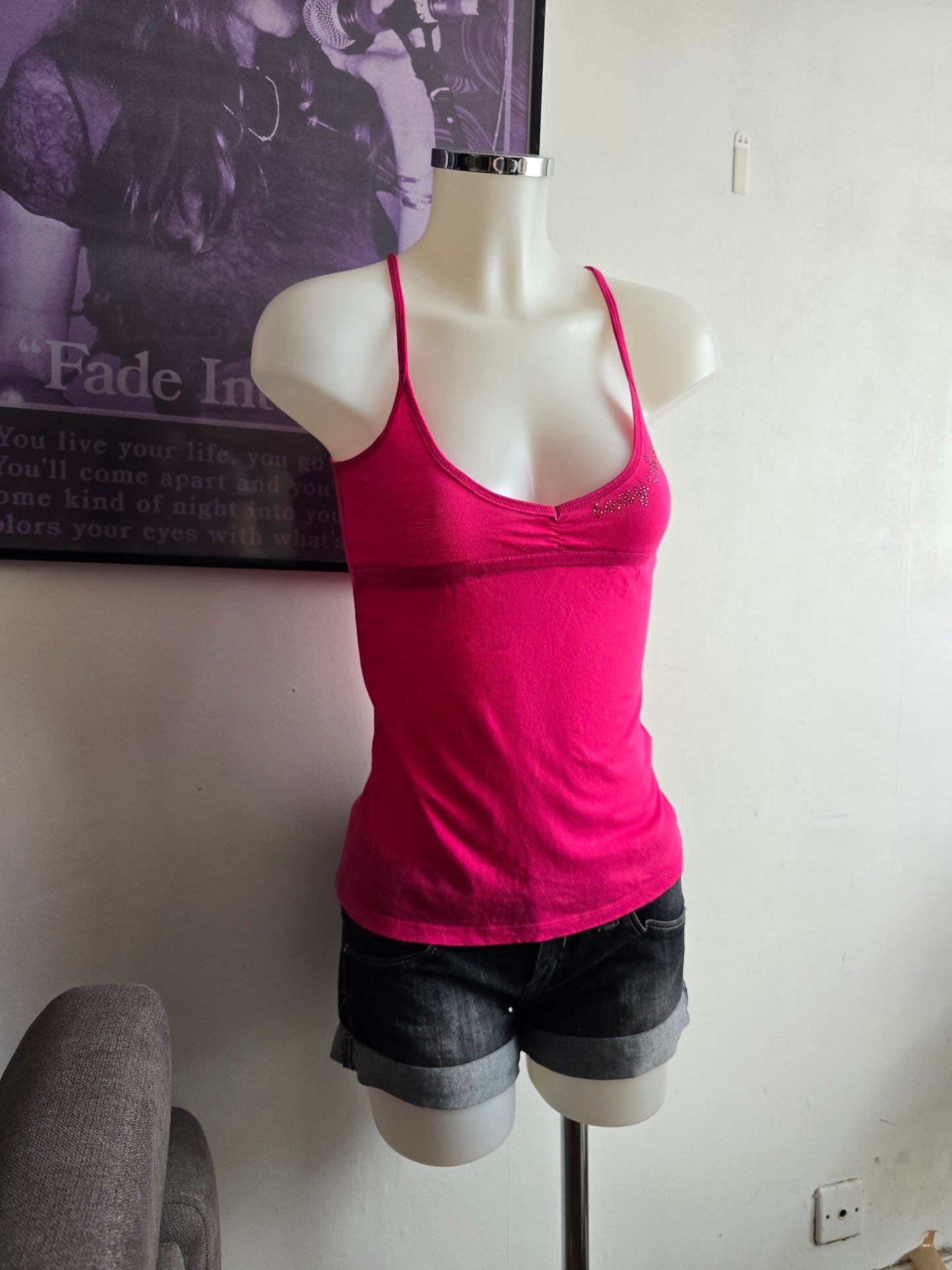 2000s vintage mcbling babydoll pink top