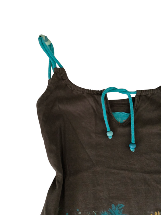2000s vintage surfwear hibiscus teal top - zimfriperie