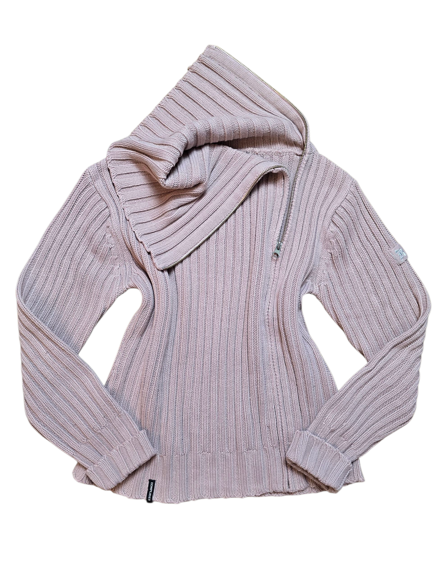 00s vintage ribbed asymmetric zip sweater