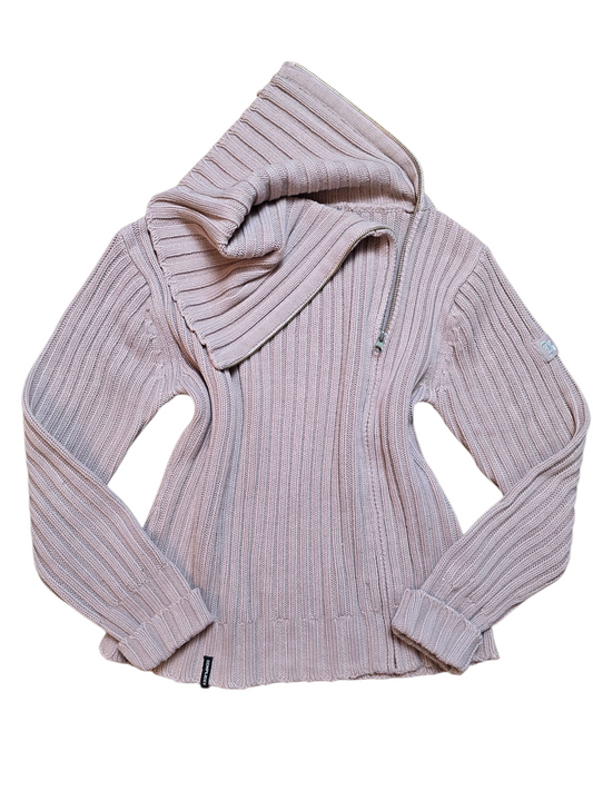 00s vintage ribbed asymmetric zip sweater