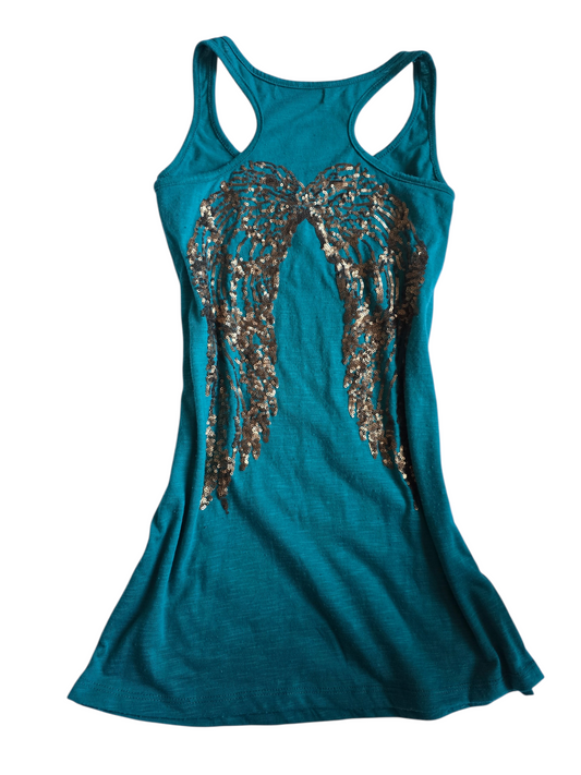 2010s vintage indie sleaze wings slouchy top