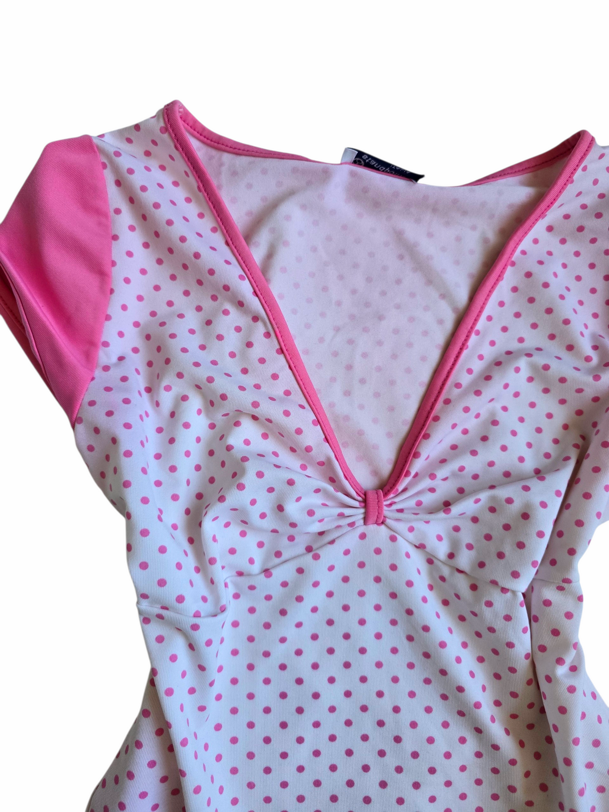 2000s vintage coquette polka dots pink top