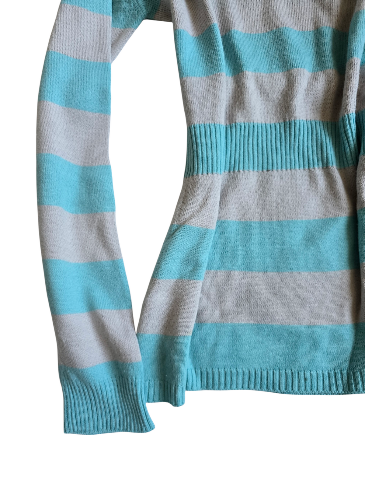 2000s vintage striped knit teal sweater