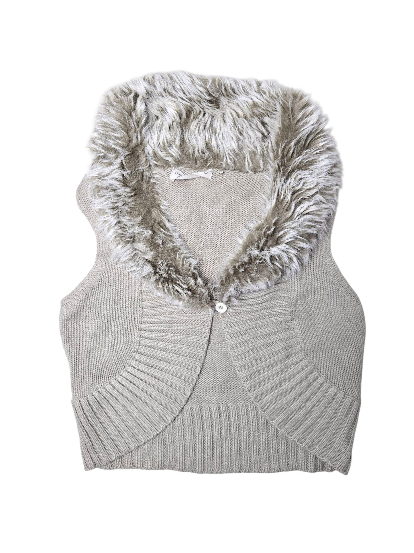 00s vintage flirty fake fur sleeveless bolero