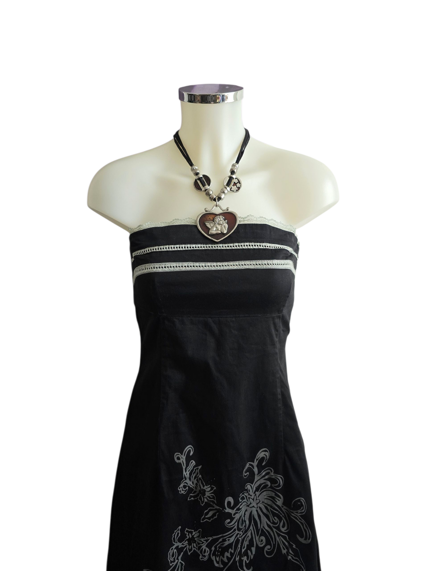 90s vintage dark coquette lace strapless dress