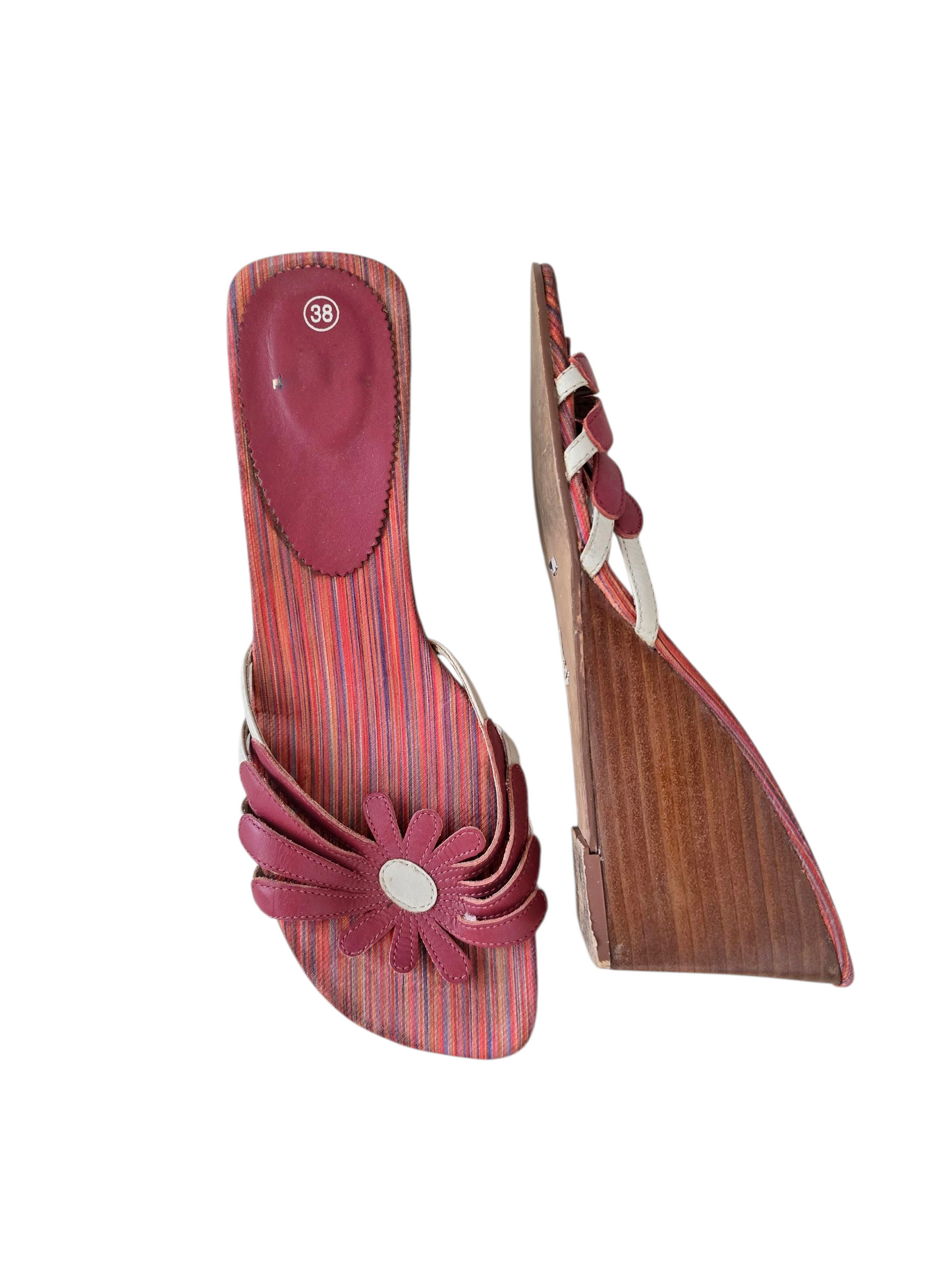 90s vintage flower wedge sandals