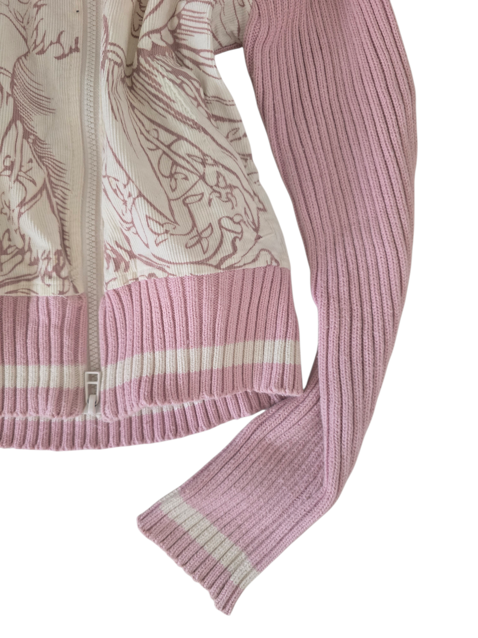 00s vintage ribbed softgrunge pink zip sweater - zimfriperie
