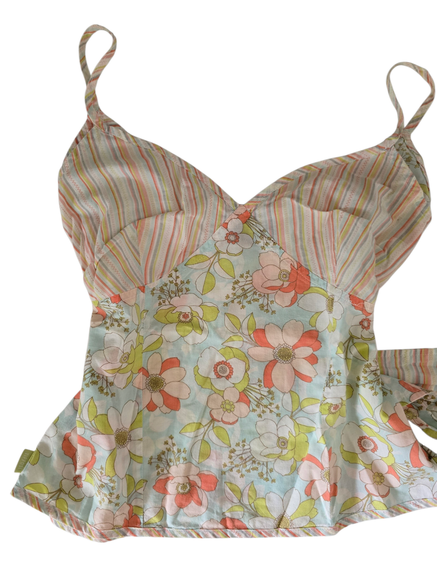 2000s vintage whimsical fairy striped flowers babydoll top