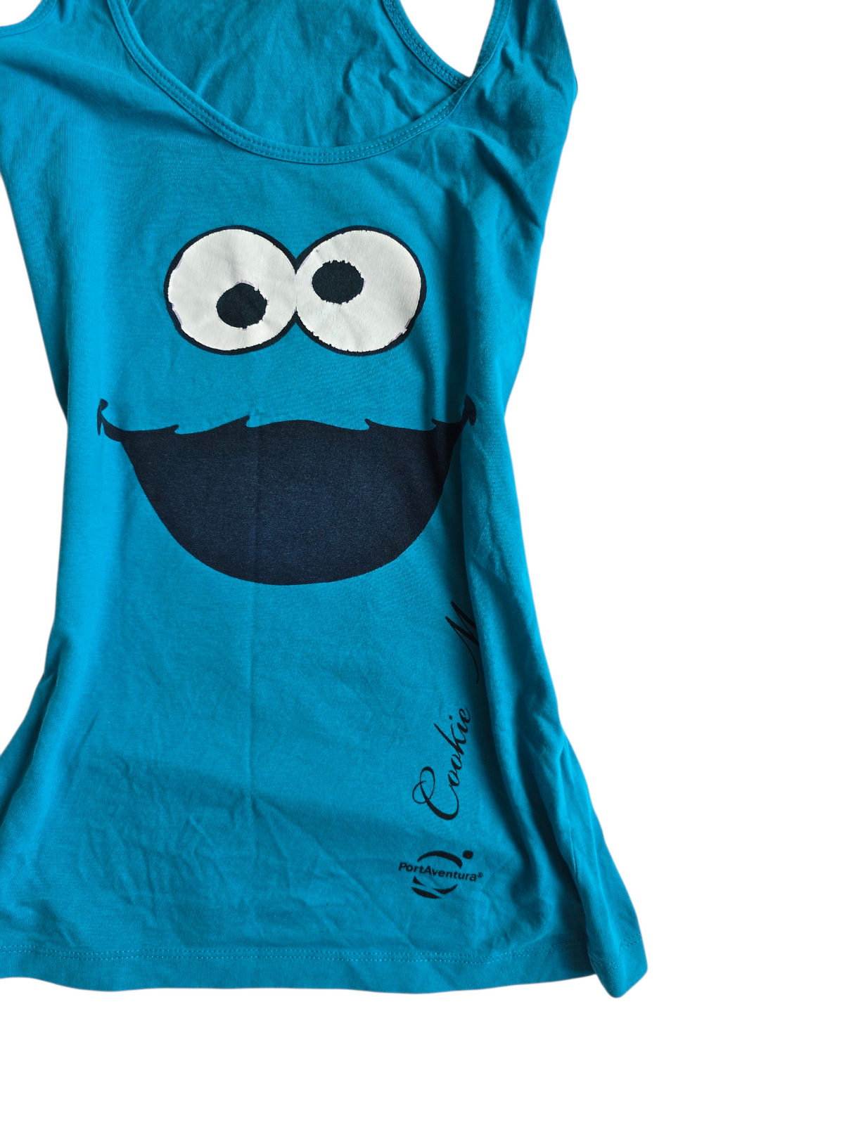 2010s vintage swag blue printed cookie monster top