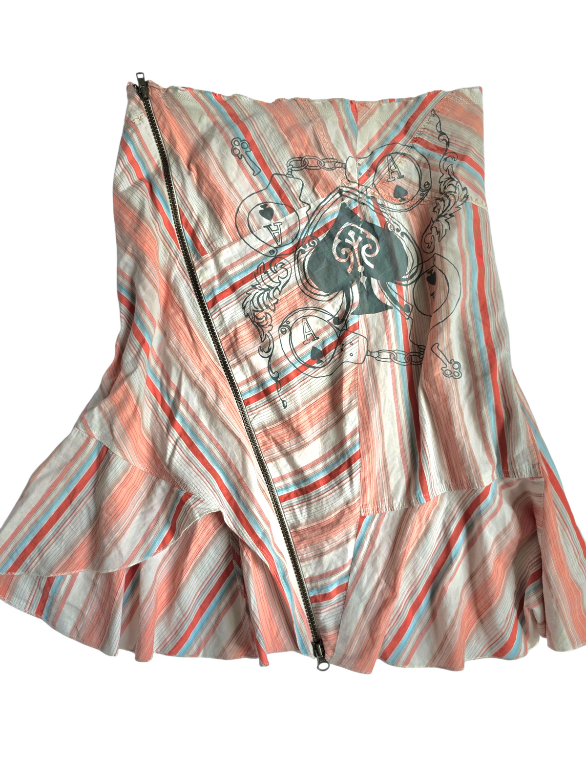 2000s vintage whimsical asymetric striped skirt