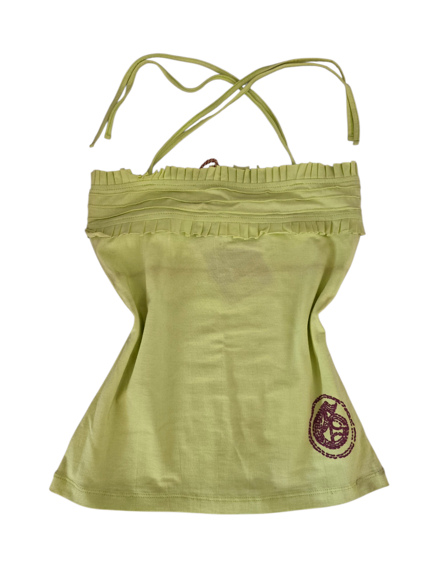 2000s vintage fairy boho green backless top
