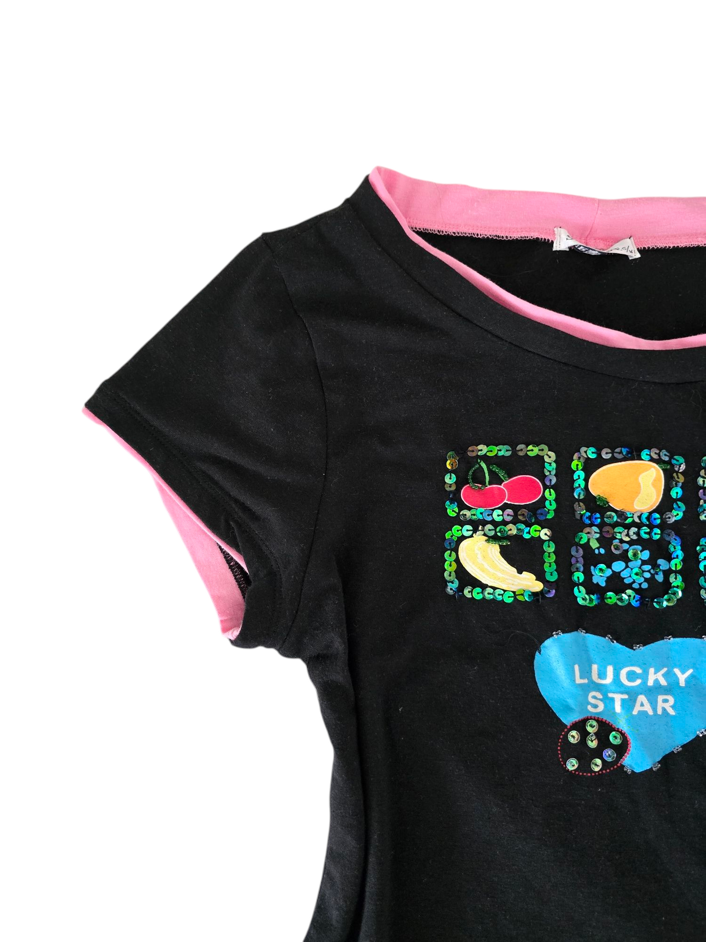 Y2k vintage sequin fruit baby tee