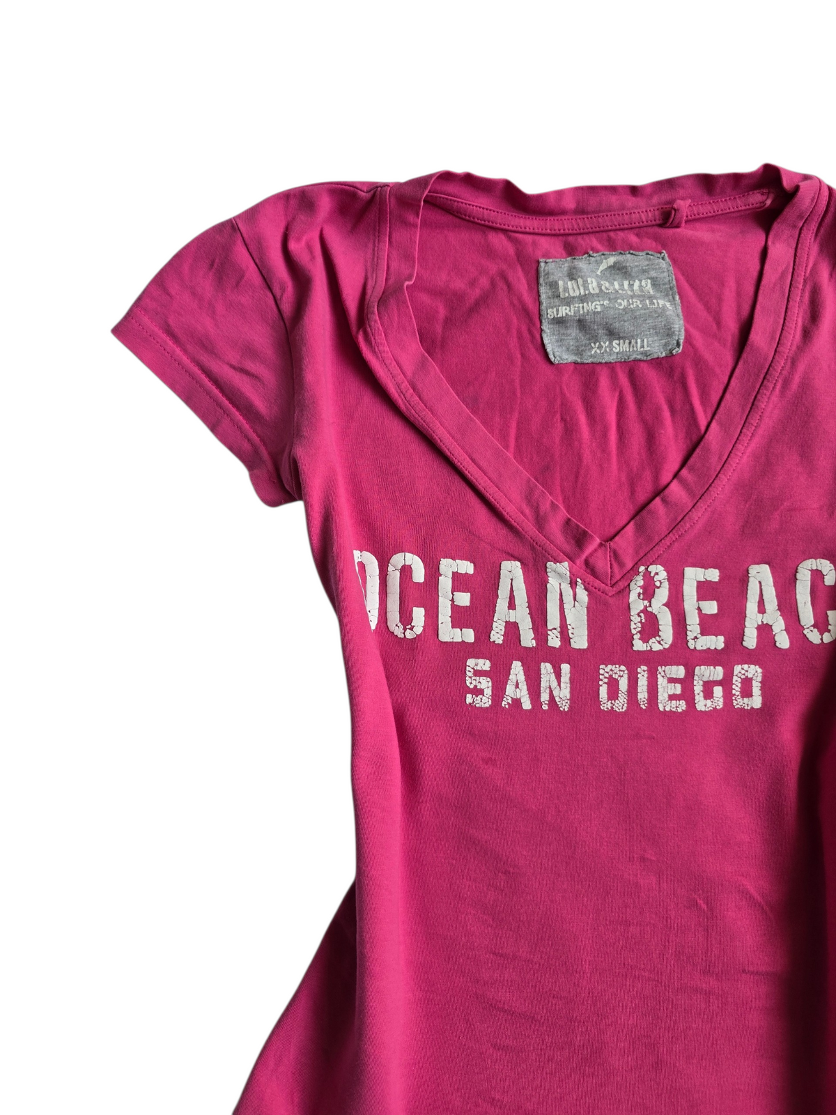 2000s vintage printed v-neck surf top