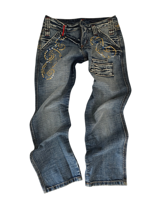 2000s vintage bootcut low rise mcbling studded jean - zimfriperie
