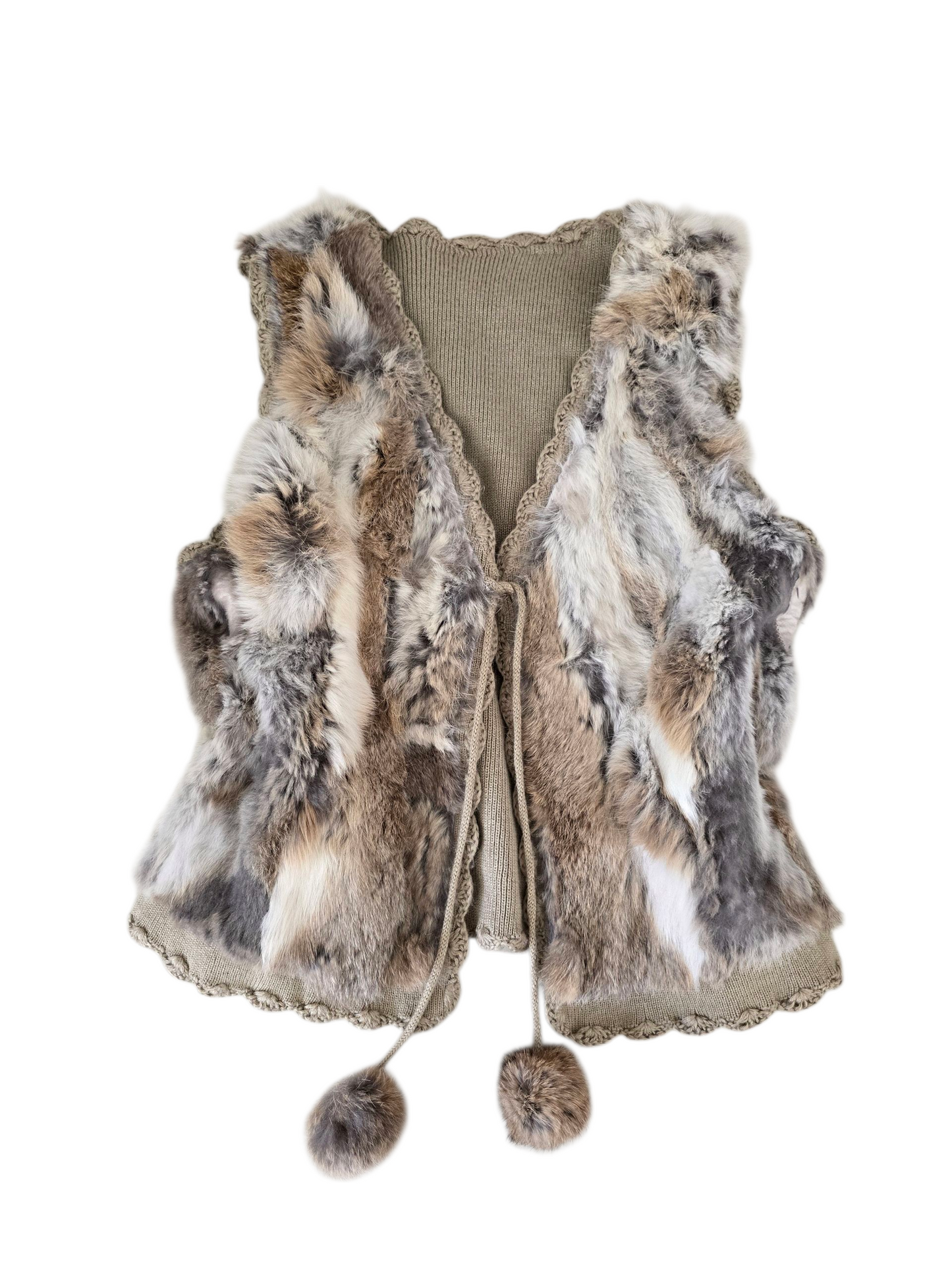 00s vintage indie sleaze faux fur sleeveless jacket