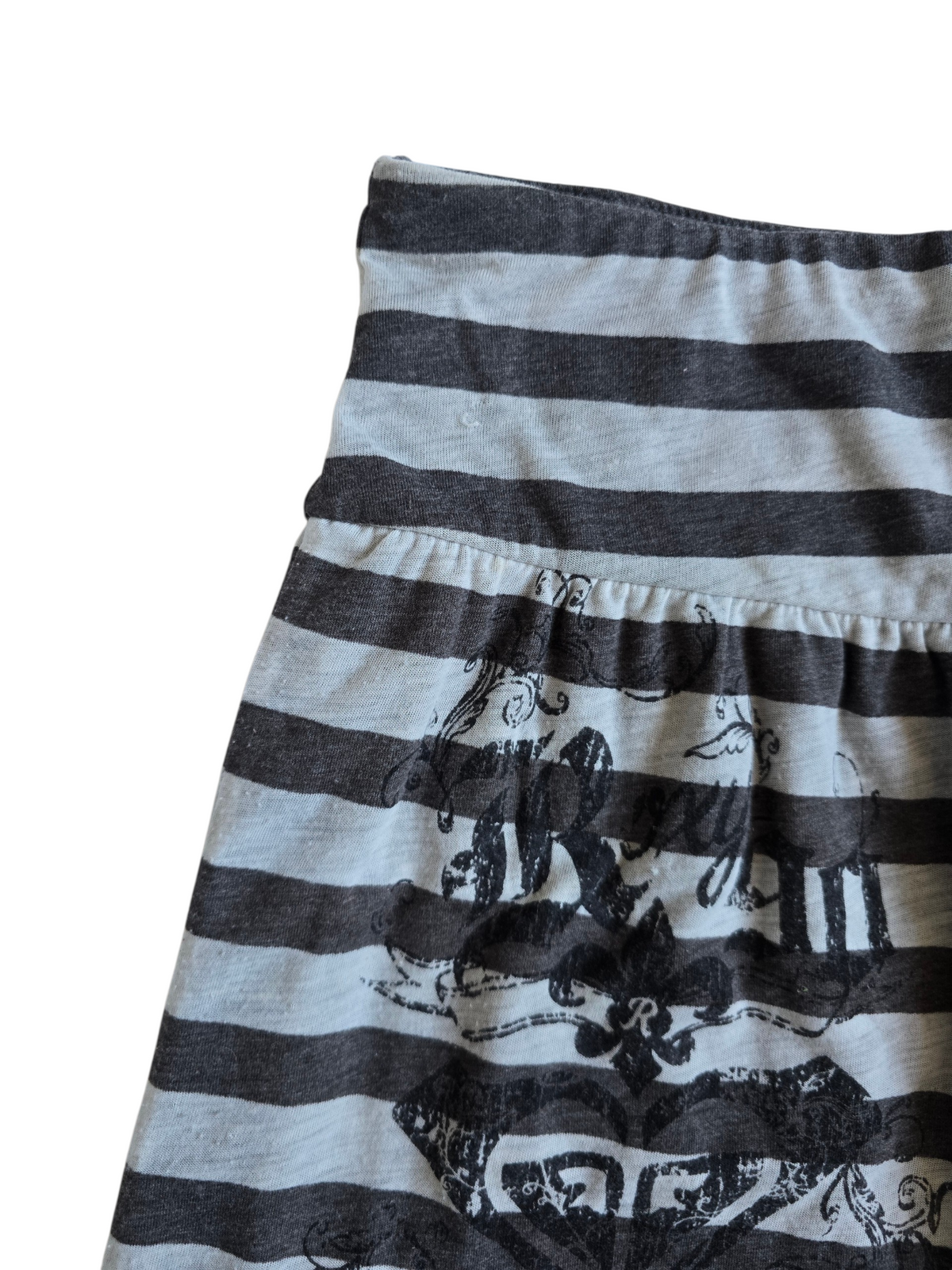 2000s vintage emo scene striped grey skirt
