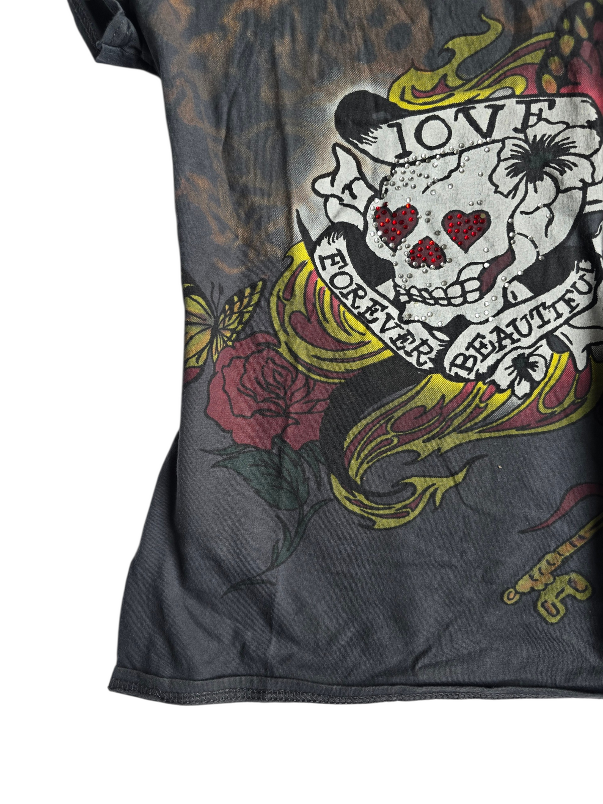 2000s vintage bro hoe rhinestone printed skull top