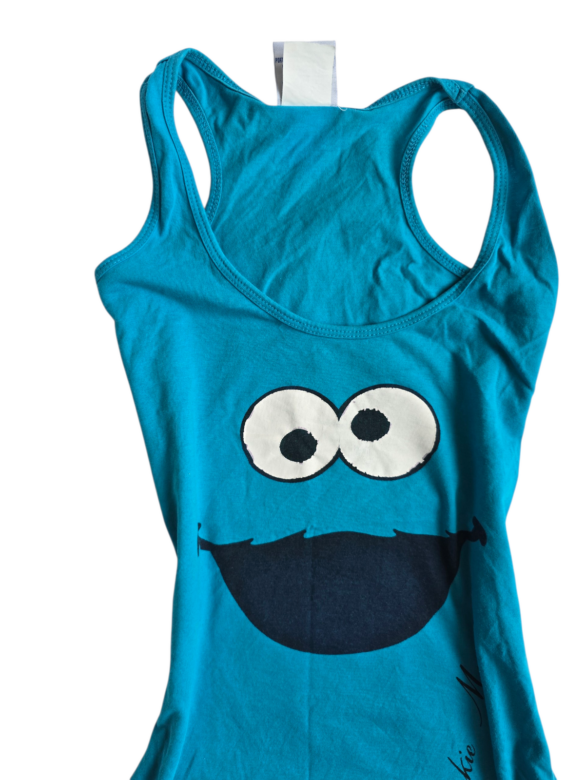 2010s vintage swag blue printed cookie monster top