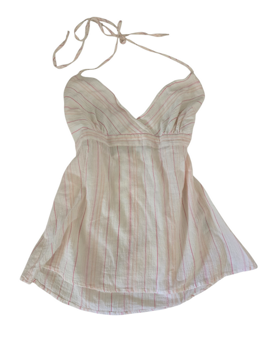 2000s vintage coquette striped backless babydoll top