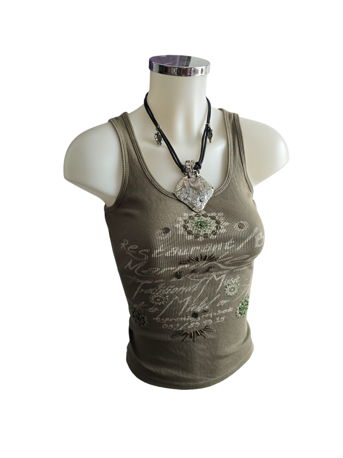 90s vintage bohemian ribbed top