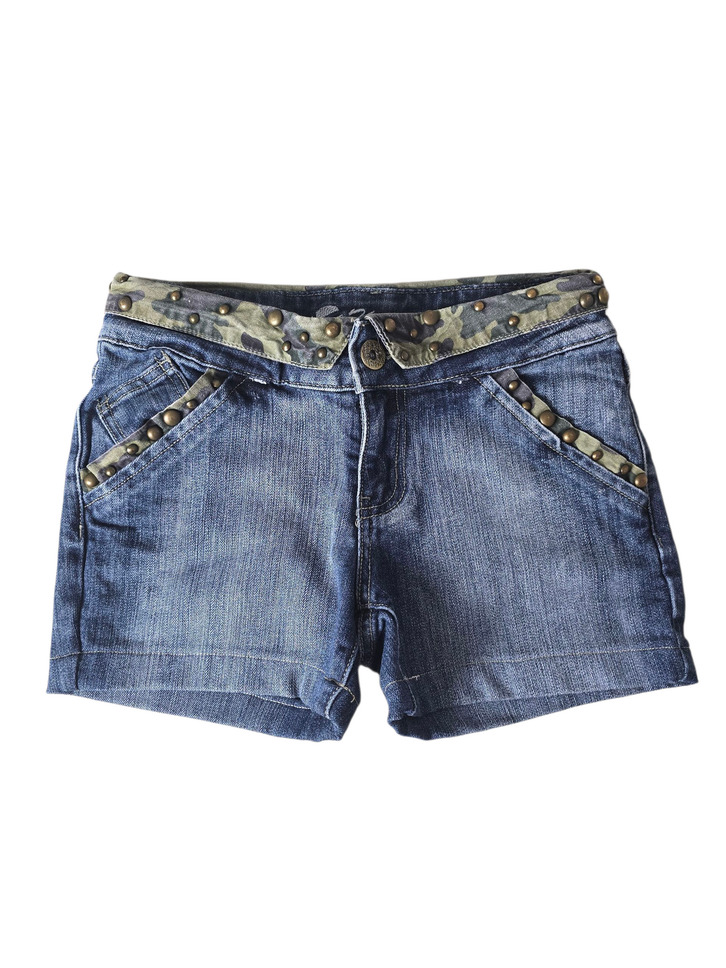 00s vintage softgrunge studded low waist denim mini shorts
