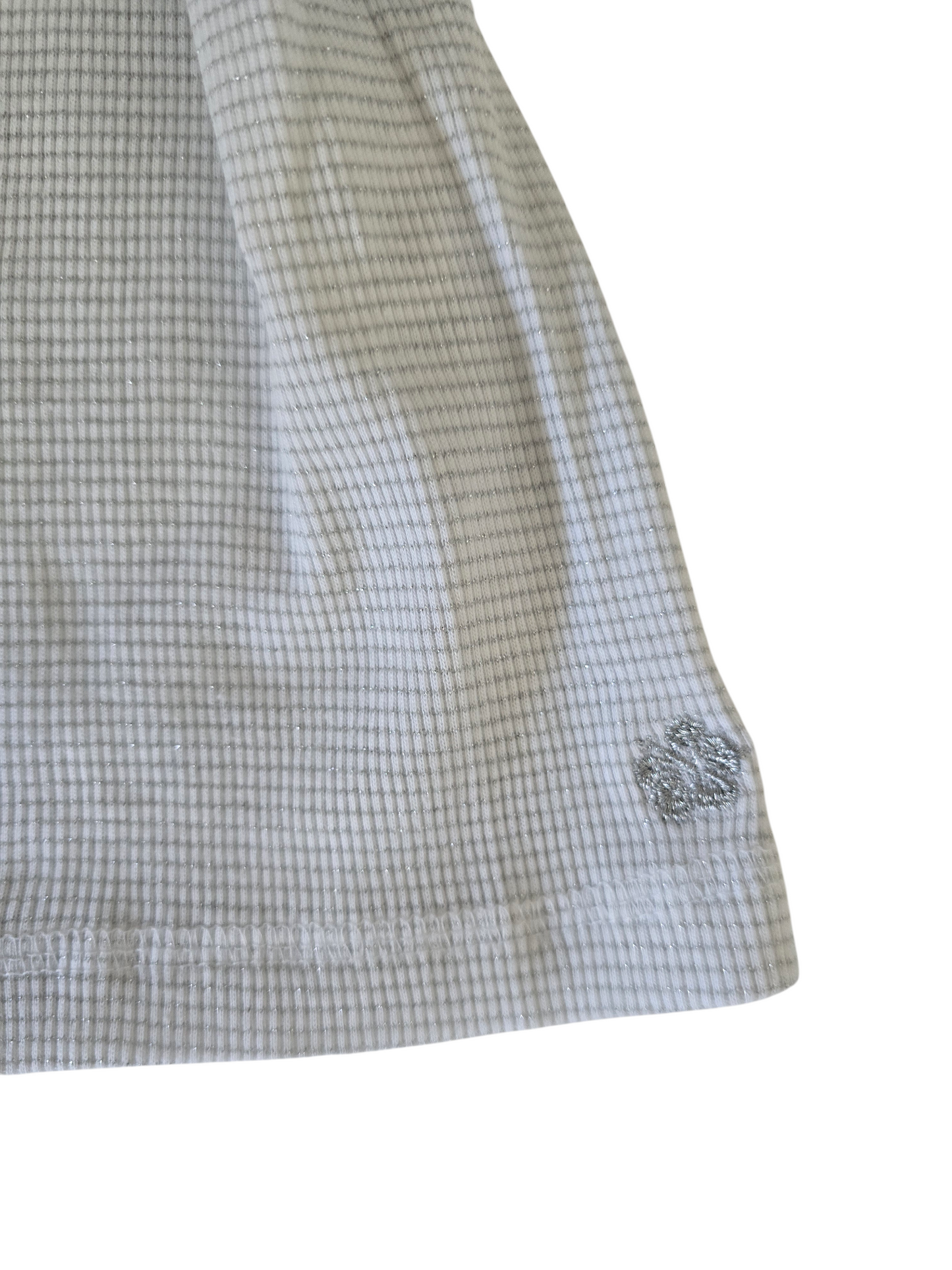 2000s vintage coquette white and grey shinny fitted cami top