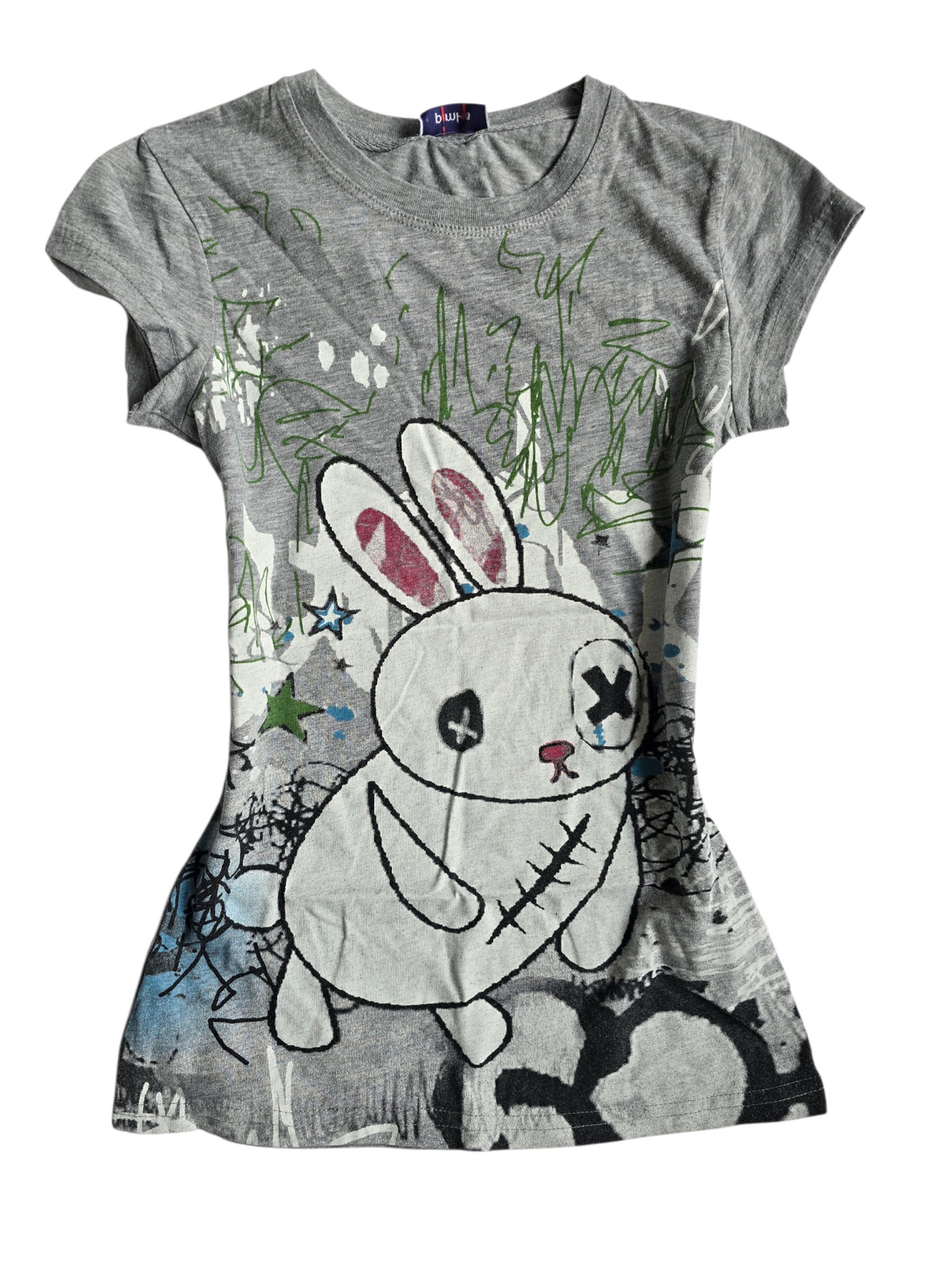 2000s vintage scene emo grey printed top