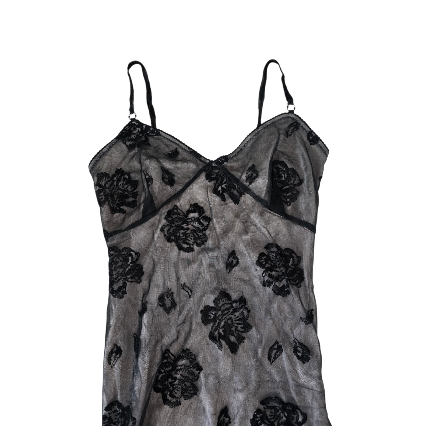 00s vintage dark coquette flowers dress