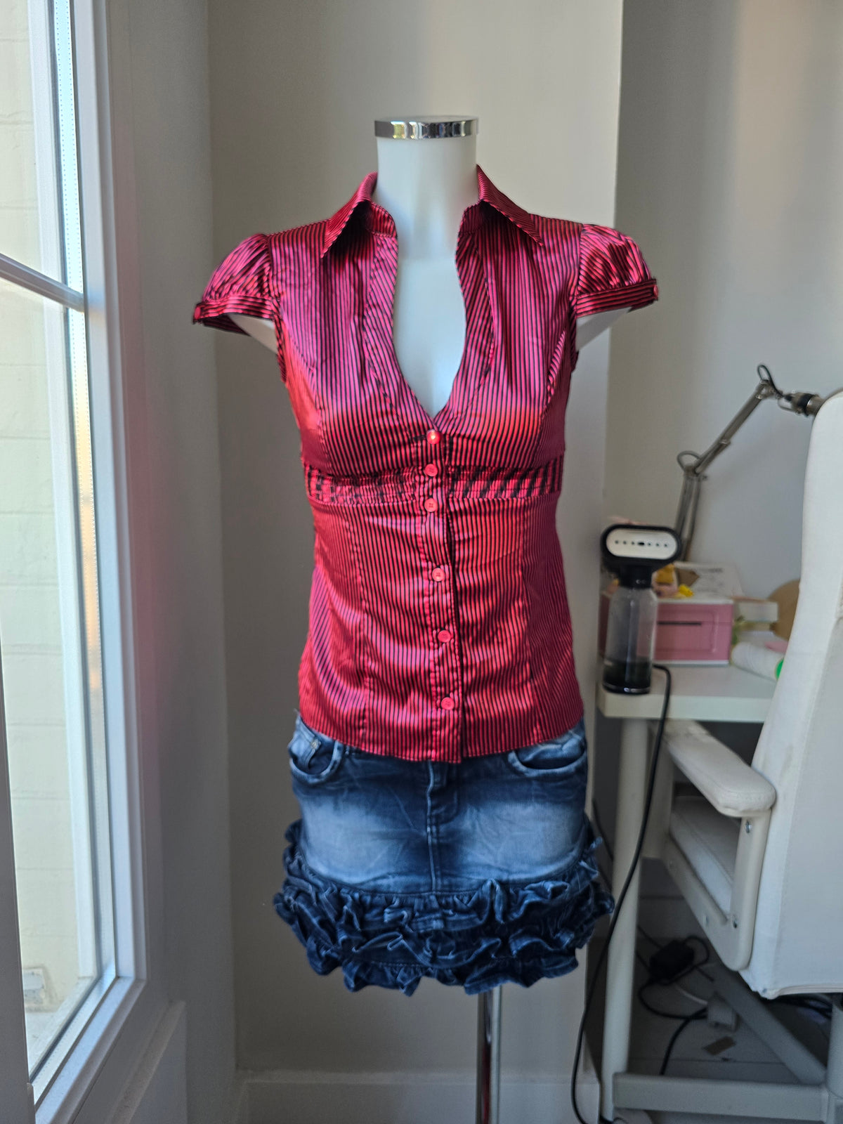 2000s vintage mall goth striped shirt