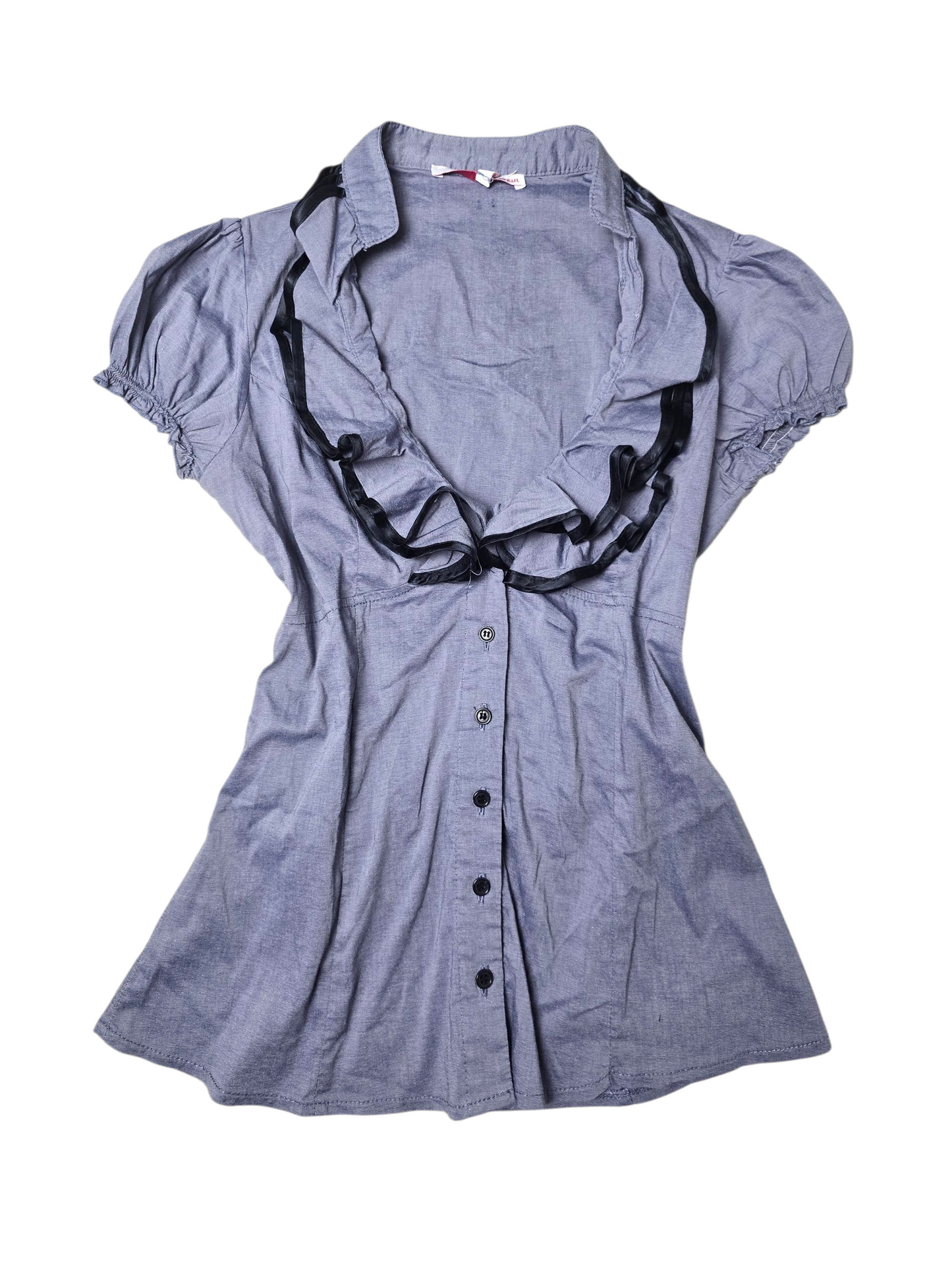 90s vintage office ruffled shirt