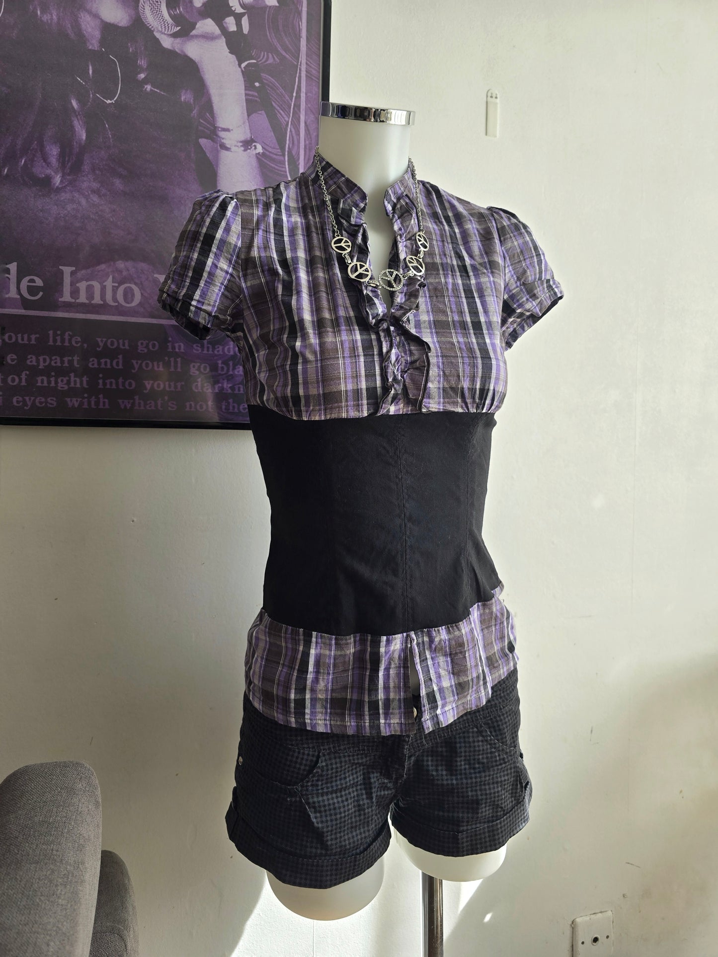 00s vintage softgrunge plaid office shirt