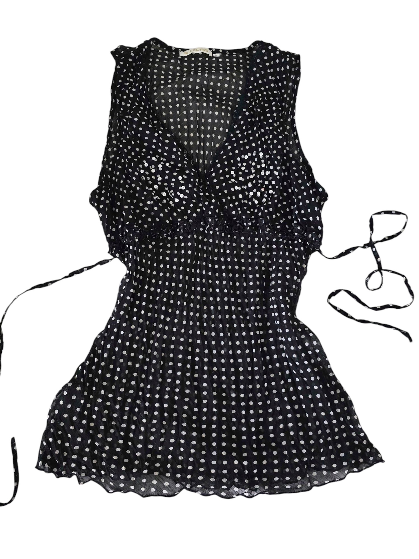 Top y2k 00s 2000s polka dots pois vintage mesh transparente babydoll top downtown girl