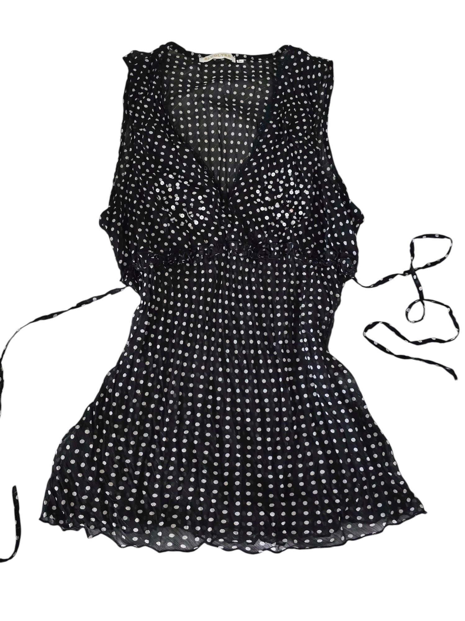 Top y2k 00s 2000s polka dots pois vintage mesh transparente babydoll top downtown girl