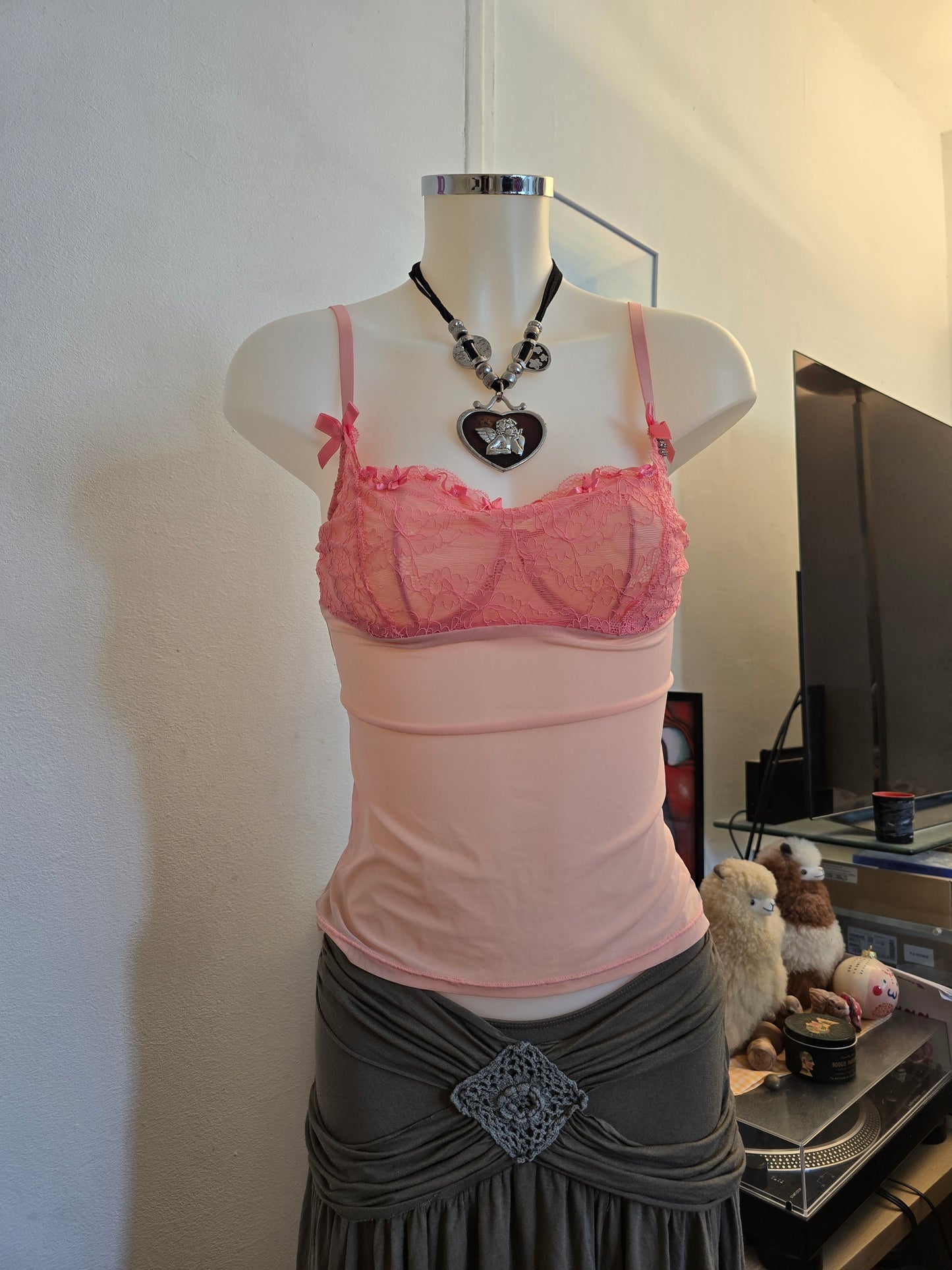 Y2k vintage coquette lace top