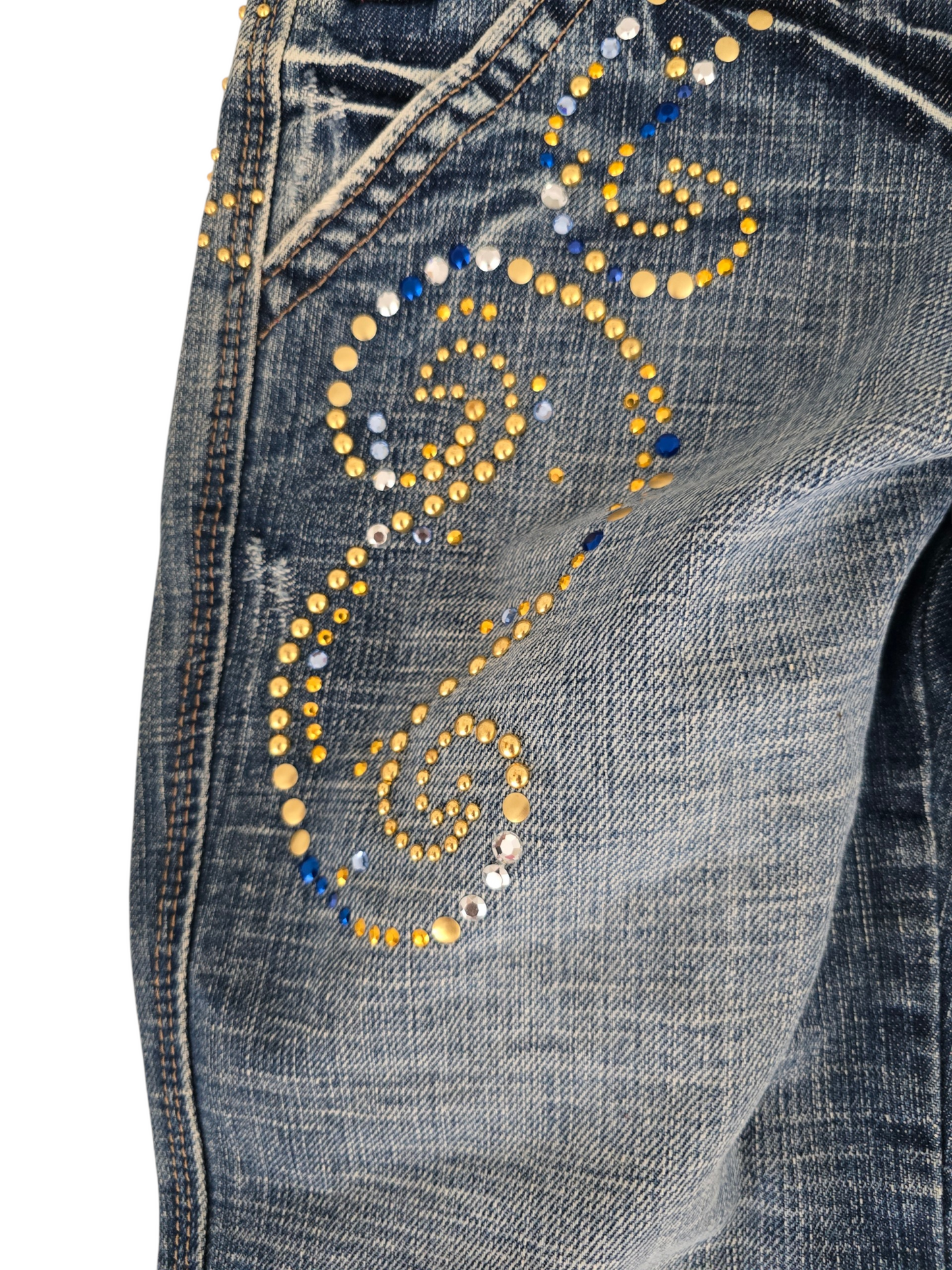 2000s vintage bootcut low rise mcbling studded jean