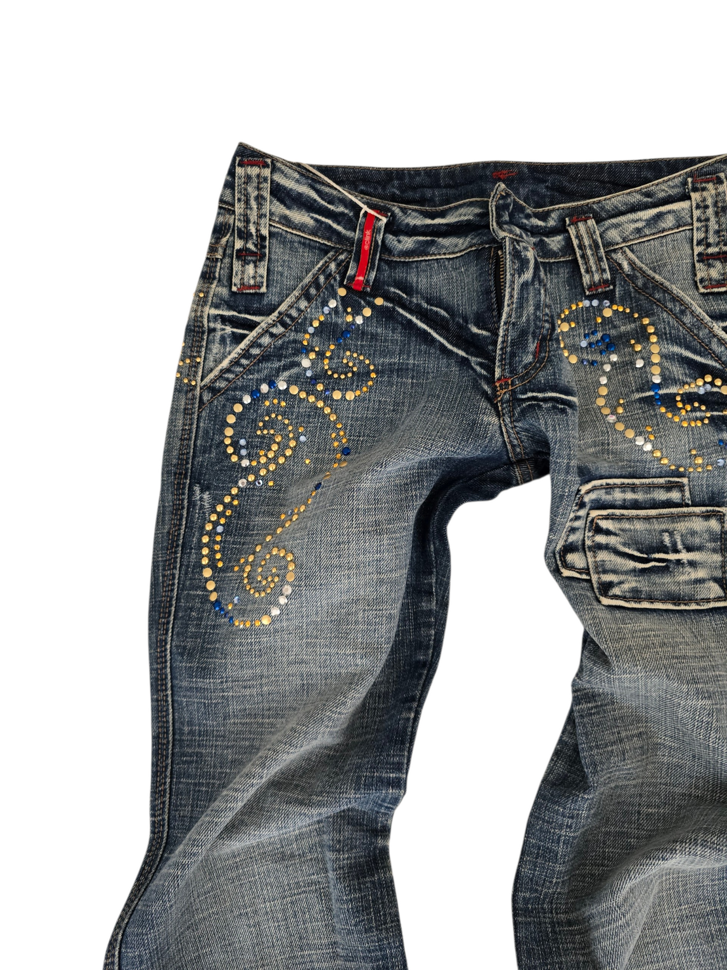 2000s vintage bootcut low rise mcbling studded jean