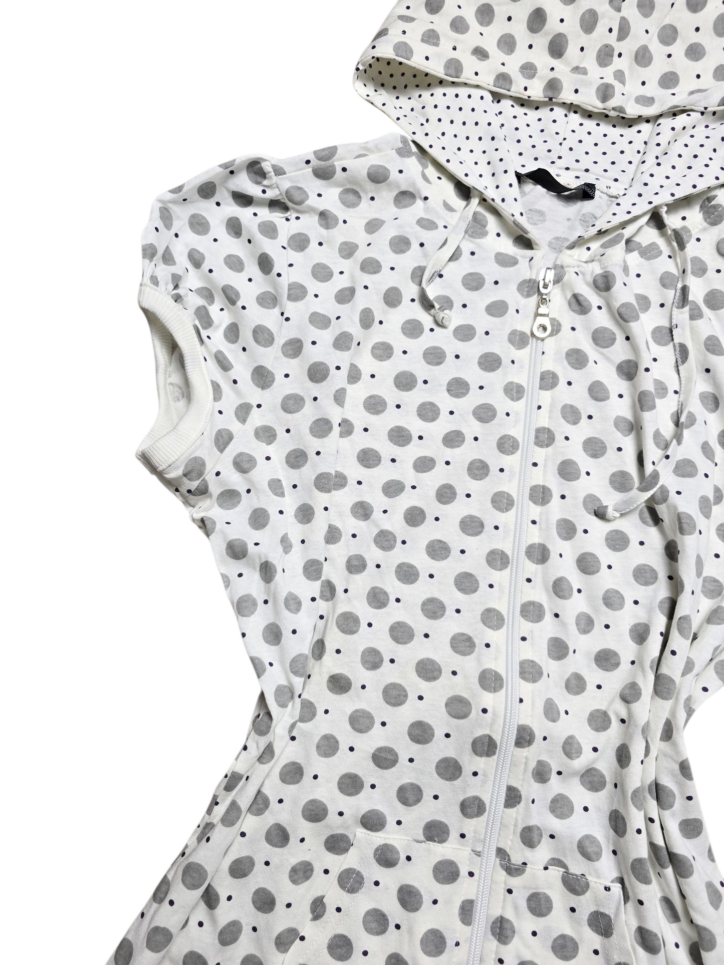 00s vintage flirty polka dots hoodie zip sweater