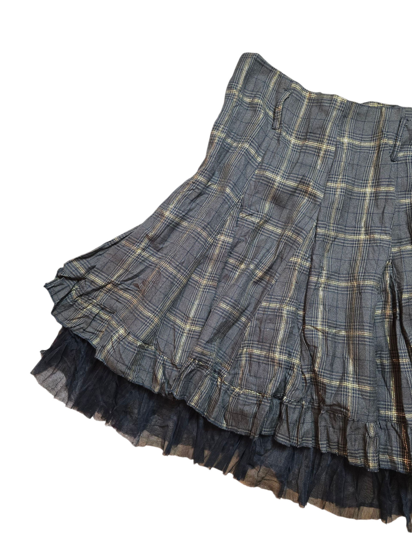 00s vintage dark coquette plaid skirt