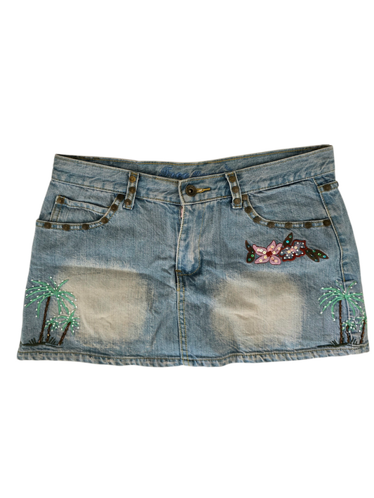 2000s vintage denim fairy sequin low rise denim skirt - zimfriperie