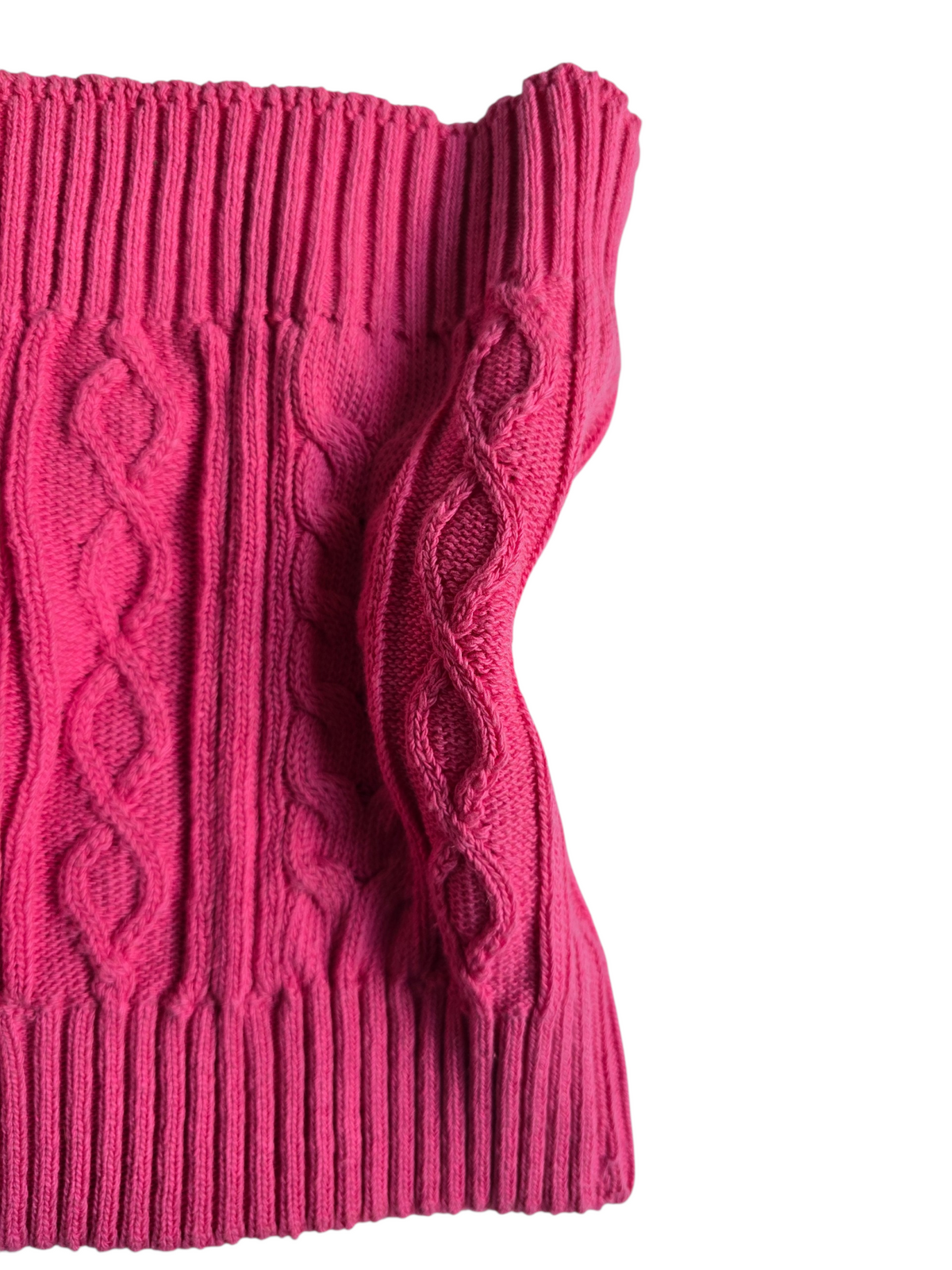 2000s vintage swag ribbed strapless pink top