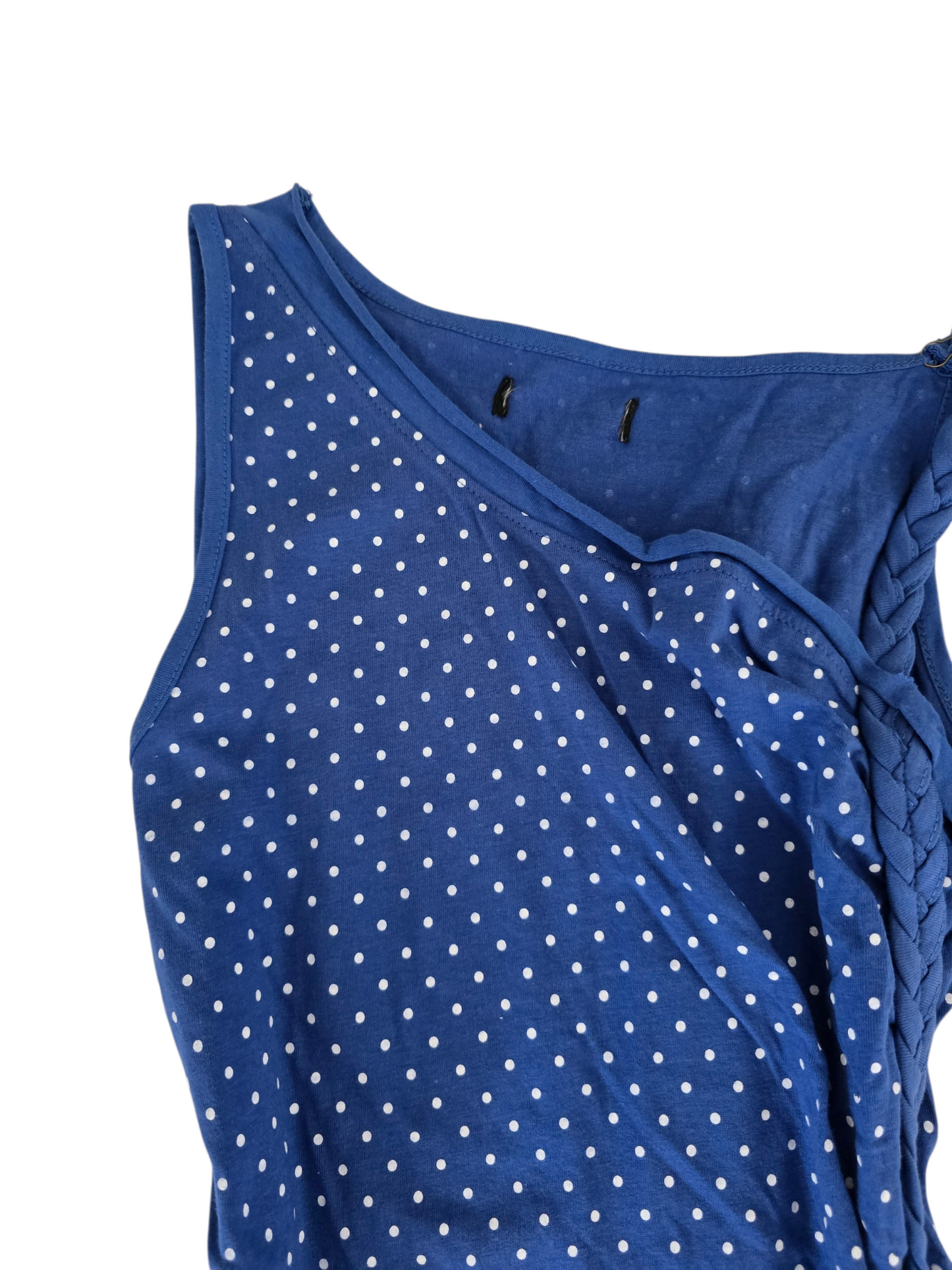 2000s vintage twee blue polka dots asymetric top